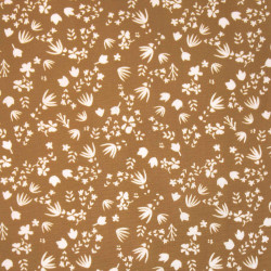 Gots Printed Cotton GRAMINA Brown Sugar / White